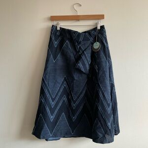 NWT Eva Franco for Anthropologies | Cotton Linen Chevron A-line Skirt | Sz 12